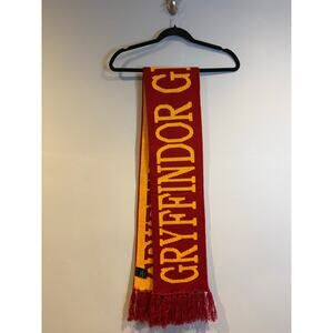 Official Harry Potter Gryffindor Red & Gold Knit Scarf Fringed Warner Bros